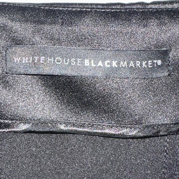 WHBM Womens Wide Leg Tie Waist Dress Pants Size 2P Black High Rise Tapered Ankle - Picture 12 of 12